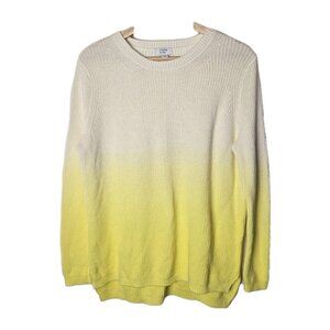 Crown & Ivy Sweater Womens Medium Yellow Beige Ombre ribbed Casual‎ Cotton